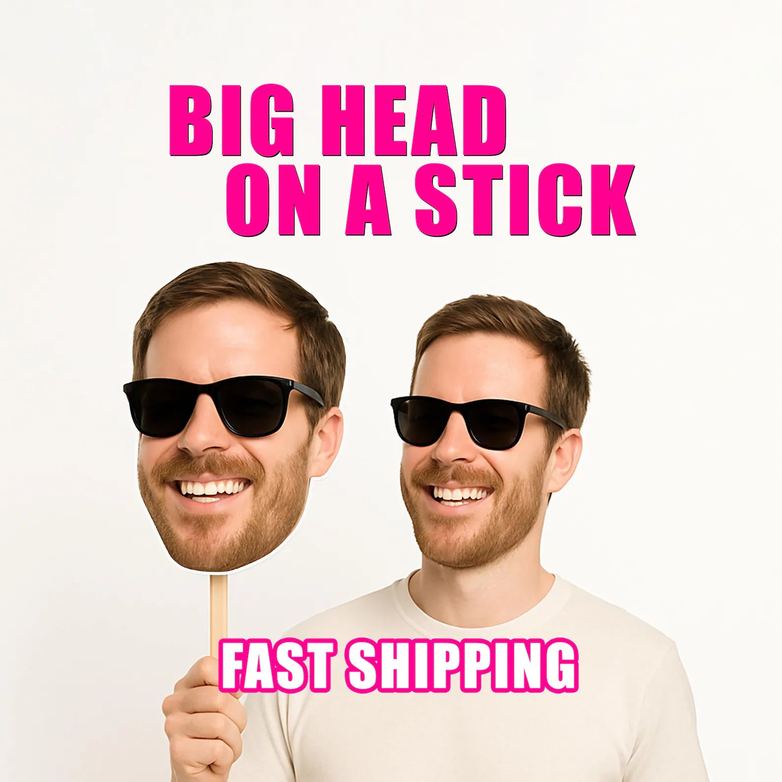 Face On A Stick Big Head Cutouts Fat Head Face sign Bachelorette Bachelor Bridal Groom Photo Party Prop Wedding Graduation Sporting Event